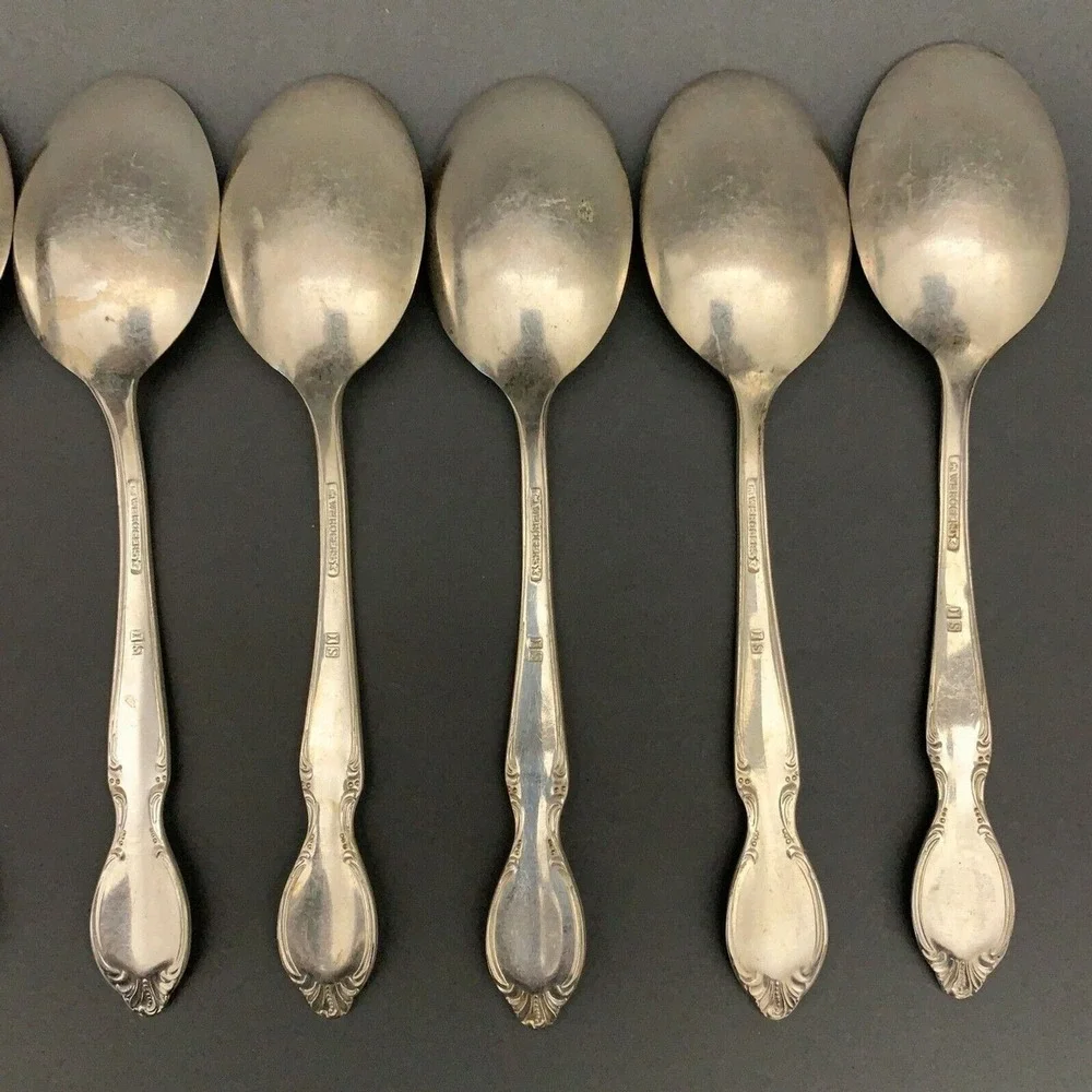 Wm Rogers International Silver Precious Mirror Silverplate 6 7/8 Spoons Lot of 8